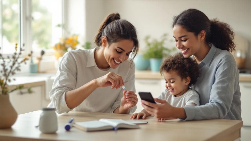 Parent using KinderCare Logbook to track child health